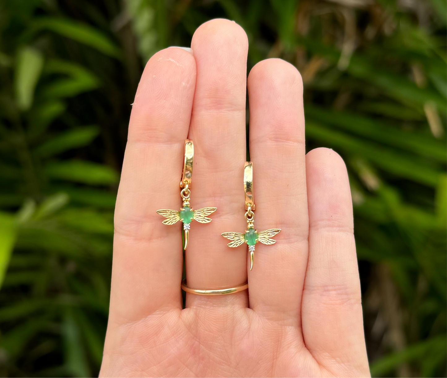 Gold & Green Dragonfly Huggies