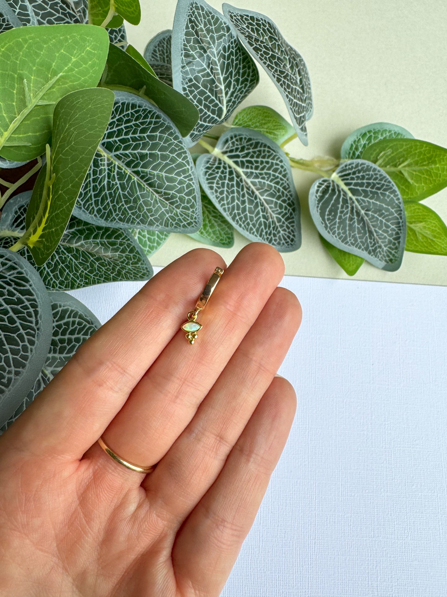 Gold Tiny Opal Huggies
