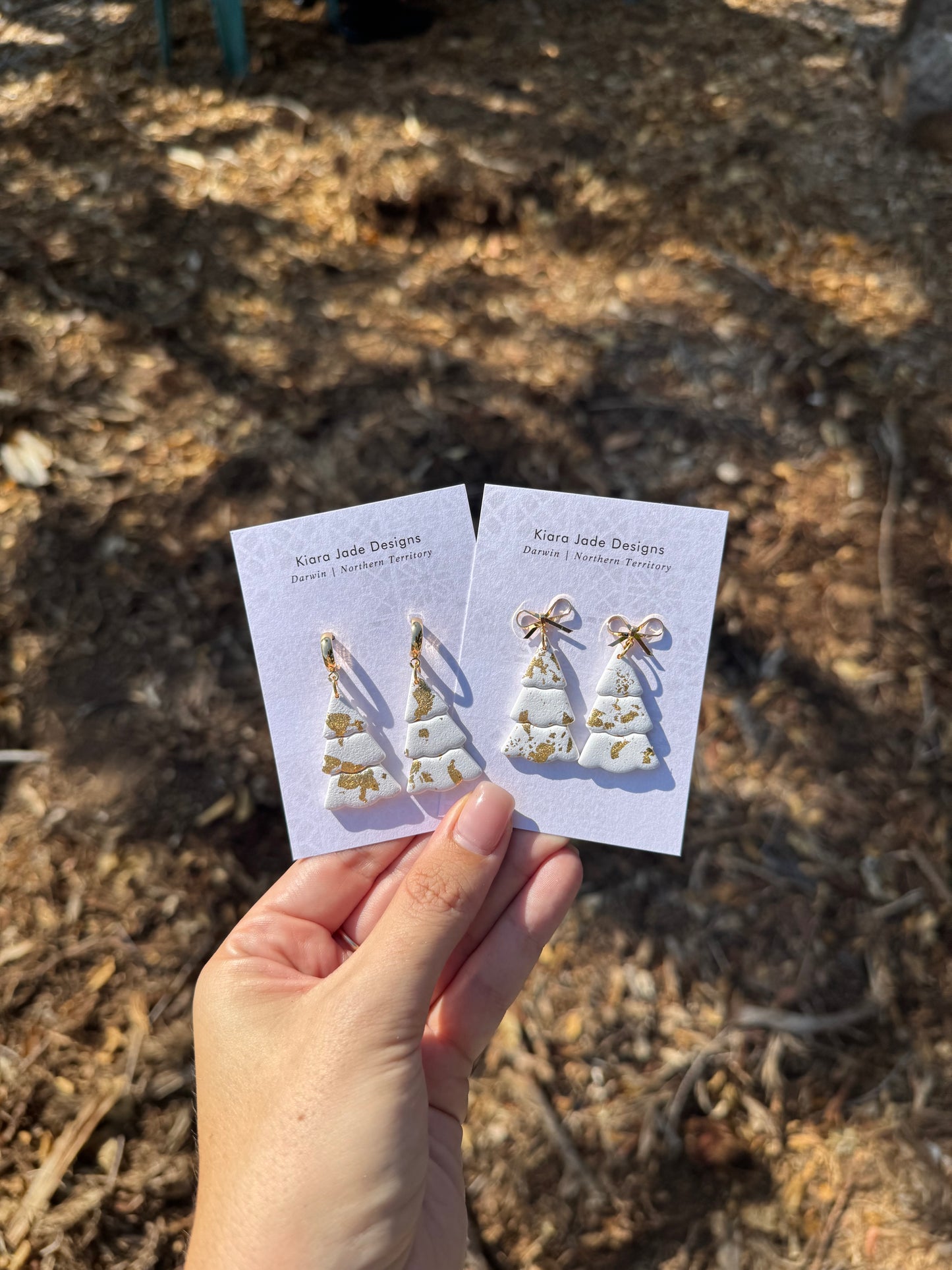 White & Gold Christmas Tree Dangles