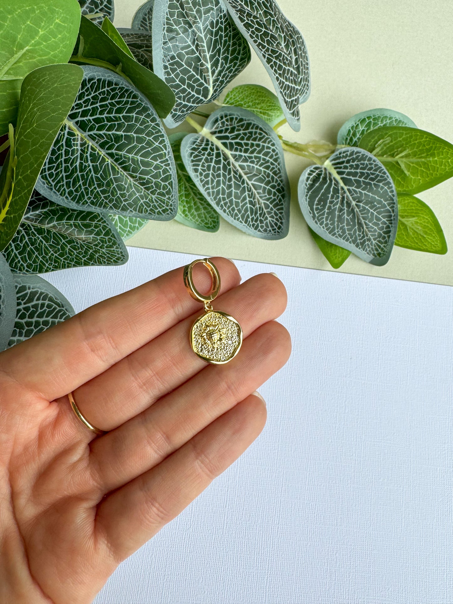 Gold Round Sunflower Huggies