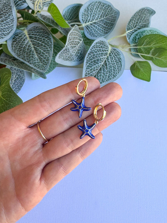 Gold & Blue Starfish Huggies