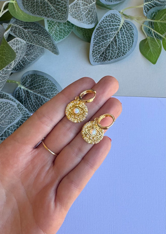 Round Opal Eye Huggies
