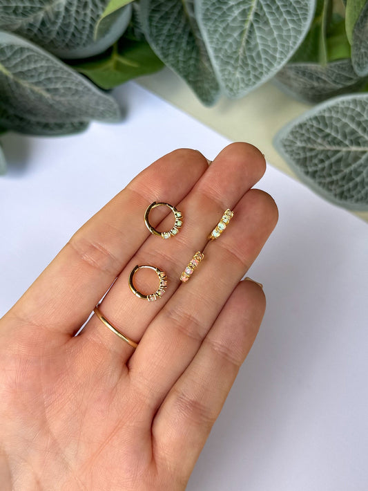 White & Pink Opal Huggies